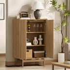 Armadietto a 2 ante in legno composito rovere, 79 cm L x 123,7 cm H, con vassoio superiore, marrone