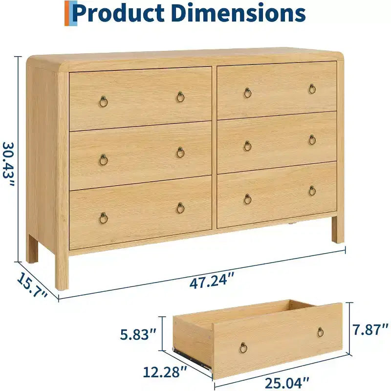 Cassettiera a 6 cassetti, organizer contenitore con robusta maniglia in metallo, porta TV per TV da 55 pollici, cassettiera per soggiorno, corridoio, armadio
