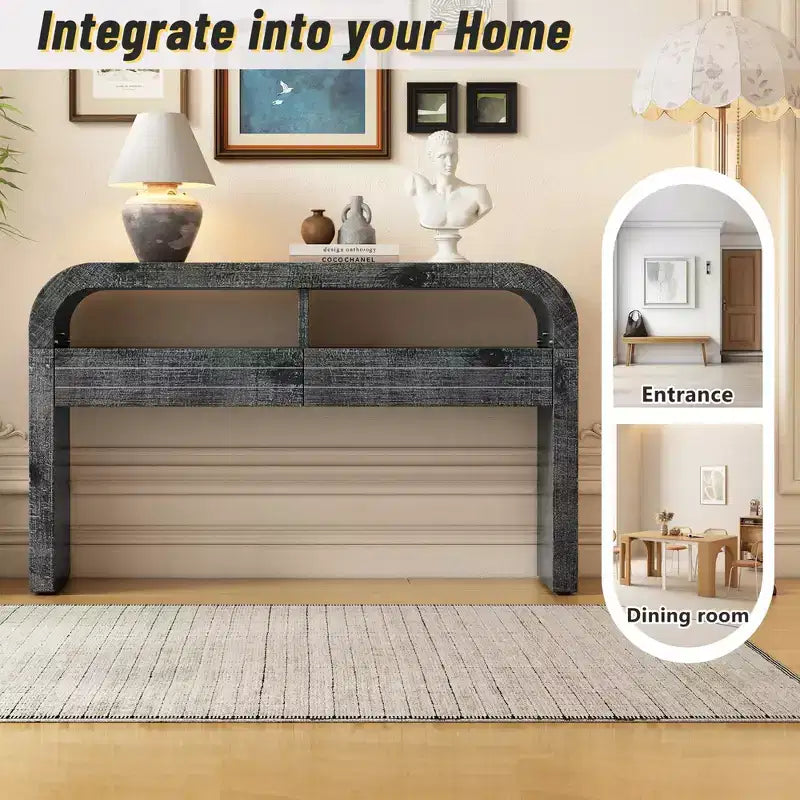 Tavoli Console per Ingresso, Tavolo da Ingresso Rustico con 2 Cassetti, Tavolo da Ingresso Sottile dal Design Curvo per Casa Ufficio Foyer Corridoio Ingresso