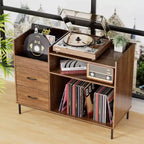 Portadischi in Stile Medievale Moderno con Cassetti - Contiene oltre 500 dischi, Mobile Audio Robusto in Legno e Metallo