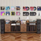 Portadischi in Stile Medievale Moderno con Cassetti - Contiene oltre 500 dischi, Mobile Audio Robusto in Legno e Metallo