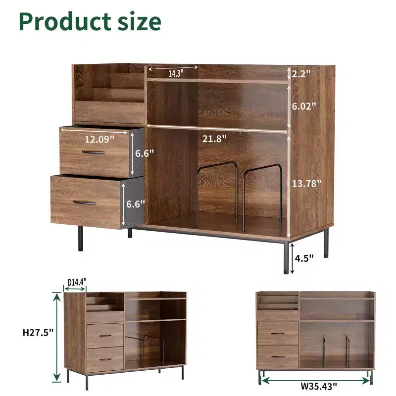 Portadischi in Stile Medievale Moderno con Cassetti - Contiene oltre 500 dischi, Mobile Audio Robusto in Legno e Metallo