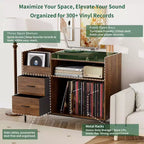 Portadischi in Stile Medievale Moderno con Cassetti - Contiene oltre 500 dischi, Mobile Audio Robusto in Legno e Metallo