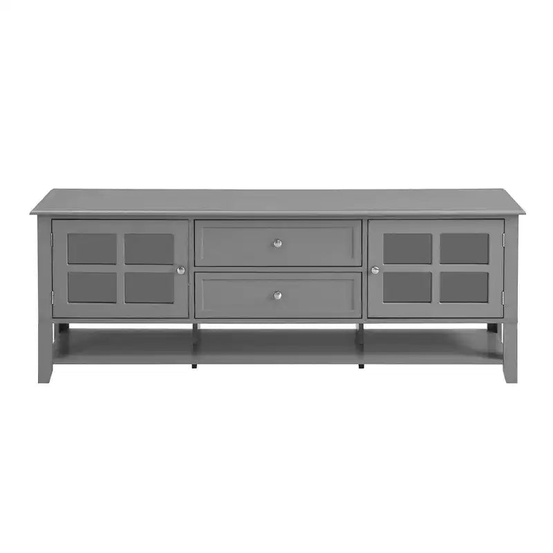 Mobile TV moderno da 59" per TV fino a 60", consolle multimediale in MDF grigio con contenitore multifunzionale e ante magnetiche silenziose