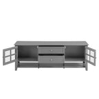 Mobile TV moderno da 59" per TV fino a 60", consolle multimediale in MDF grigio con contenitore multifunzionale e ante magnetiche silenziose