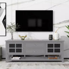 Mobile TV moderno da 59" per TV fino a 60", consolle multimediale in MDF grigio con contenitore multifunzionale e ante magnetiche silenziose