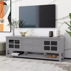 Mobile TV moderno da 59" per TV fino a 60", consolle multimediale in MDF grigio con contenitore multifunzionale e ante magnetiche silenziose