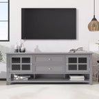 Mobile TV moderno da 59" per TV fino a 60", consolle multimediale in MDF grigio con contenitore multifunzionale e ante magnetiche silenziose