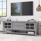 Mobile TV moderno da 59" per TV fino a 60", consolle multimediale in MDF grigio con contenitore multifunzionale e ante magnetiche silenziose