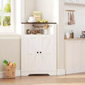 64.8 Tall Farmhouse Corner Cabinet with 4 Doors and 5 Storage Shelves, Farmhouse Storage Cabinet with Barn Door Design