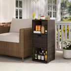 Costway Mobile da Esterno con Ripiani e Cassetto Rimovibile per Portico Marrone/Nero/Grigio Misto