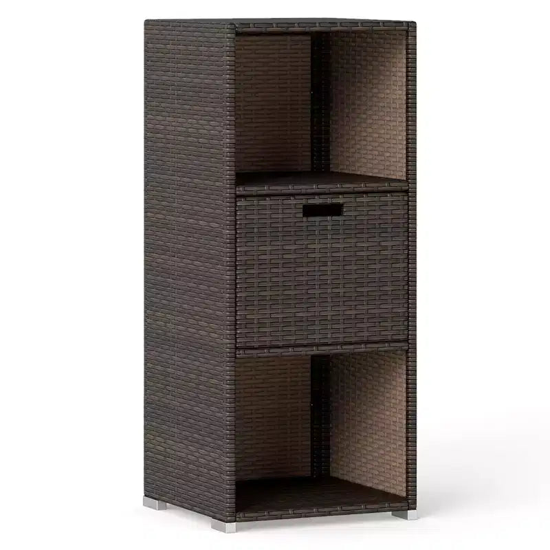 Costway Mobile da Esterno con Ripiani e Cassetto Rimovibile per Portico Marrone/Nero/Grigio Misto