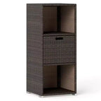 Costway Mobile da Esterno con Ripiani e Cassetto Rimovibile per Portico Marrone/Nero/Grigio Misto