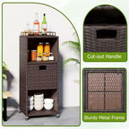 Costway Mobile da Esterno con Ripiani e Cassetto Rimovibile per Portico Marrone/Nero/Grigio Misto