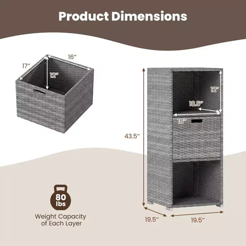 Costway Mobile da Esterno con Ripiani e Cassetto Rimovibile per Portico Marrone/Nero/Grigio Misto