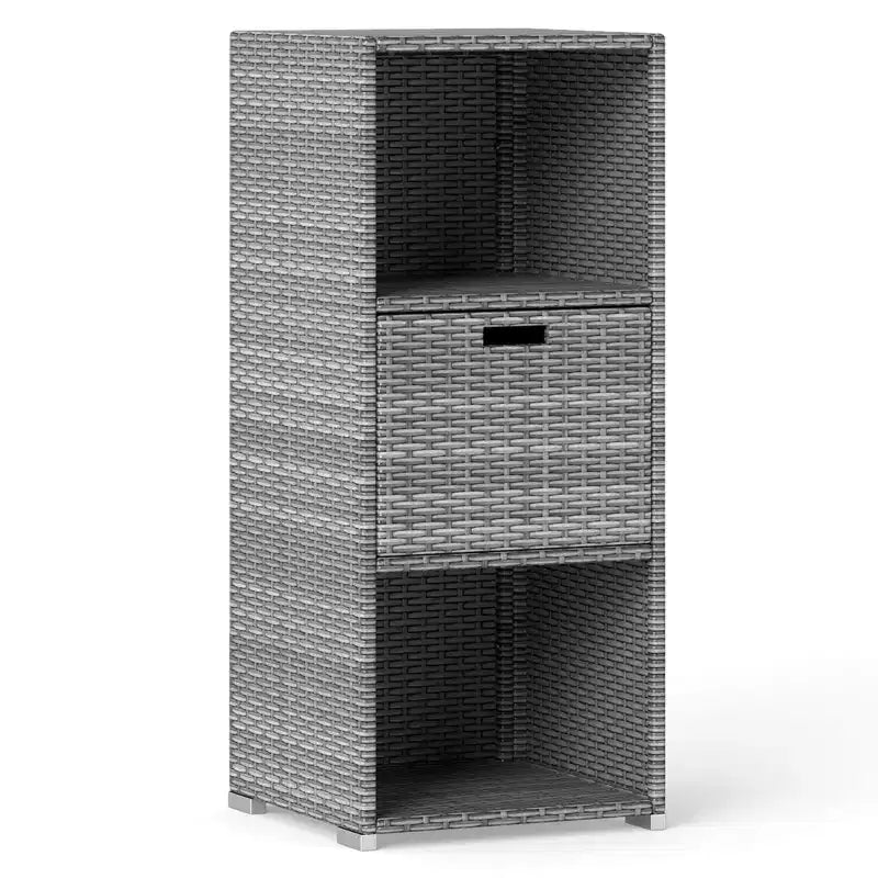 Costway Mobile da Esterno con Ripiani e Cassetto Rimovibile per Portico Marrone/Nero/Grigio Misto