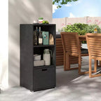 Costway Mobile da Esterno con Ripiani e Cassetto Rimovibile per Portico Marrone/Nero/Grigio Misto