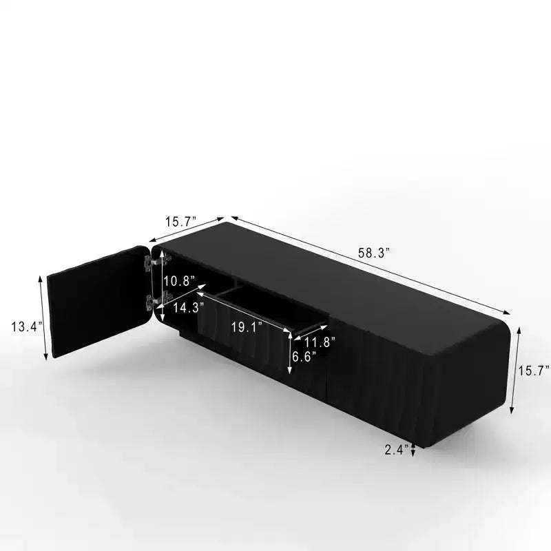 Mobile porta TV da 58" con cassetti, mobile porta TV con design a onda a spirale e 2 cassetti