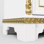 Armadietto decorativo bianco Famapy con faretto a LED e intagli dorati ornamentali per soggiorno e ingresso