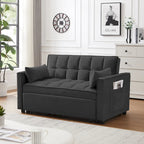 Divano Letto Estraibile Nero in Velluto 55.2 con Cuscini Decorativi e Tasche