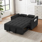 Divano Letto Estraibile Nero in Velluto 55.2 con Cuscini Decorativi e Tasche