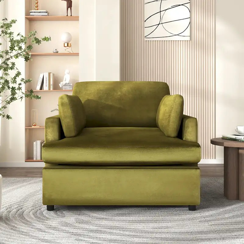 Fauteuil d'appoint 37 po avec pieds en plastique et coussins décoratifs