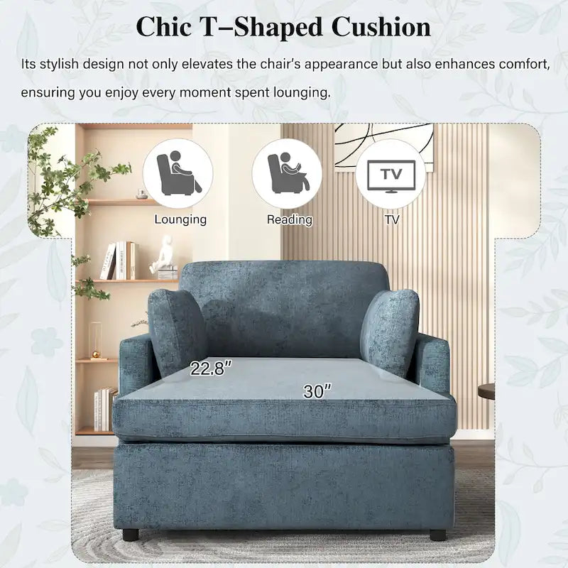 Poltrona d'accento da 37" con gambe in plastica e cuscini decorativi
