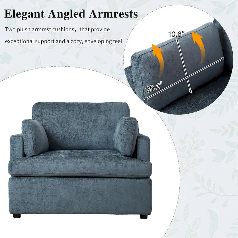 Poltrona d'accento da 37" con gambe in plastica e cuscini decorativi