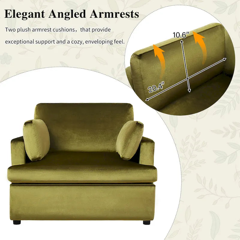 Poltrona d'accento da 37" con gambe in plastica e cuscini decorativi