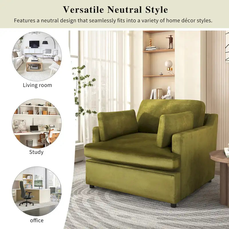 Poltrona d'accento da 37" con gambe in plastica e cuscini decorativi