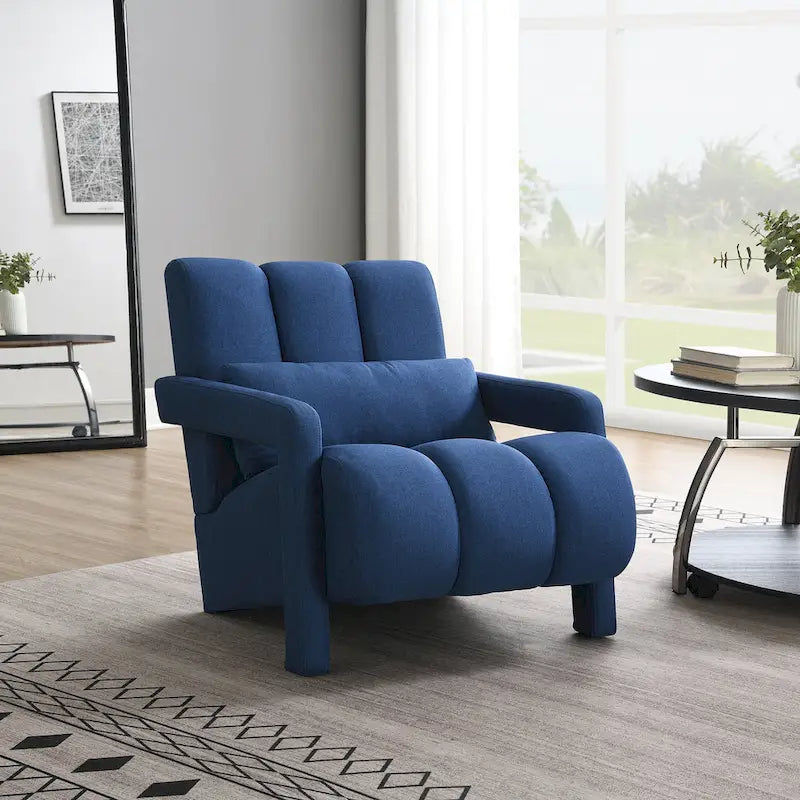 Navy Blue Modern 27.5 Accent Chair with Pillow