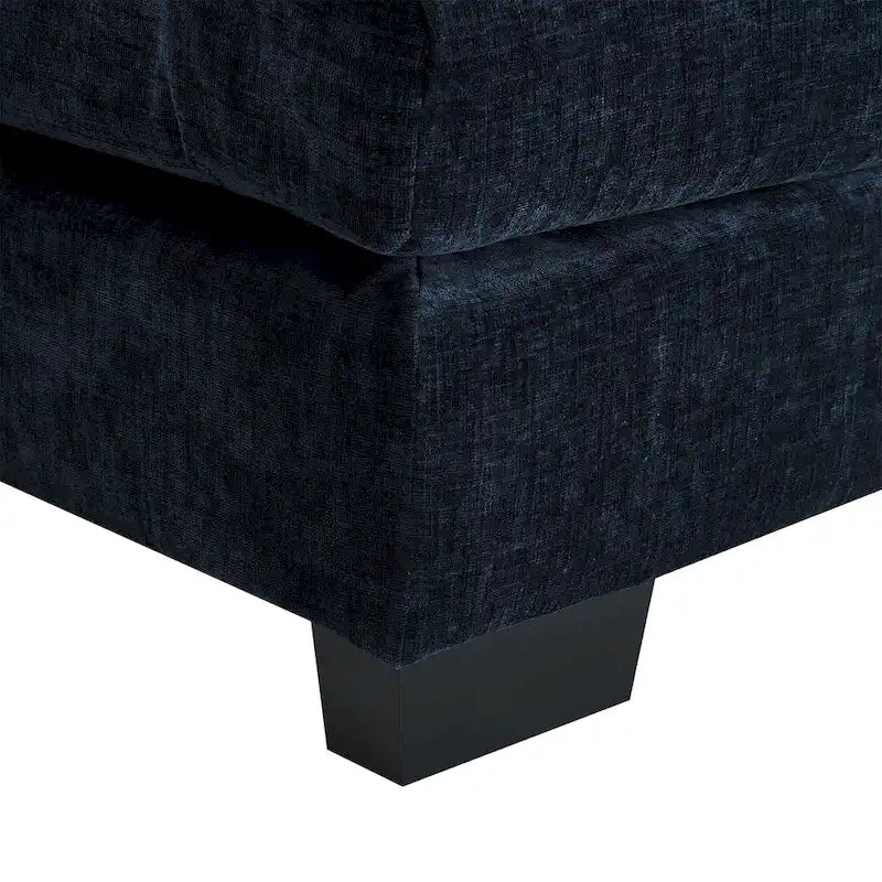 Divano Sezionale Trasformabile a U a 6 Posti in ciniglia Blu con Chaise Longue