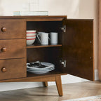 Credenza a buffet moderna di metà secolo da 47,3 pollici con contenitore, mobile contenitore con 2 ante e 3 cassetti, tavolo console d'accento