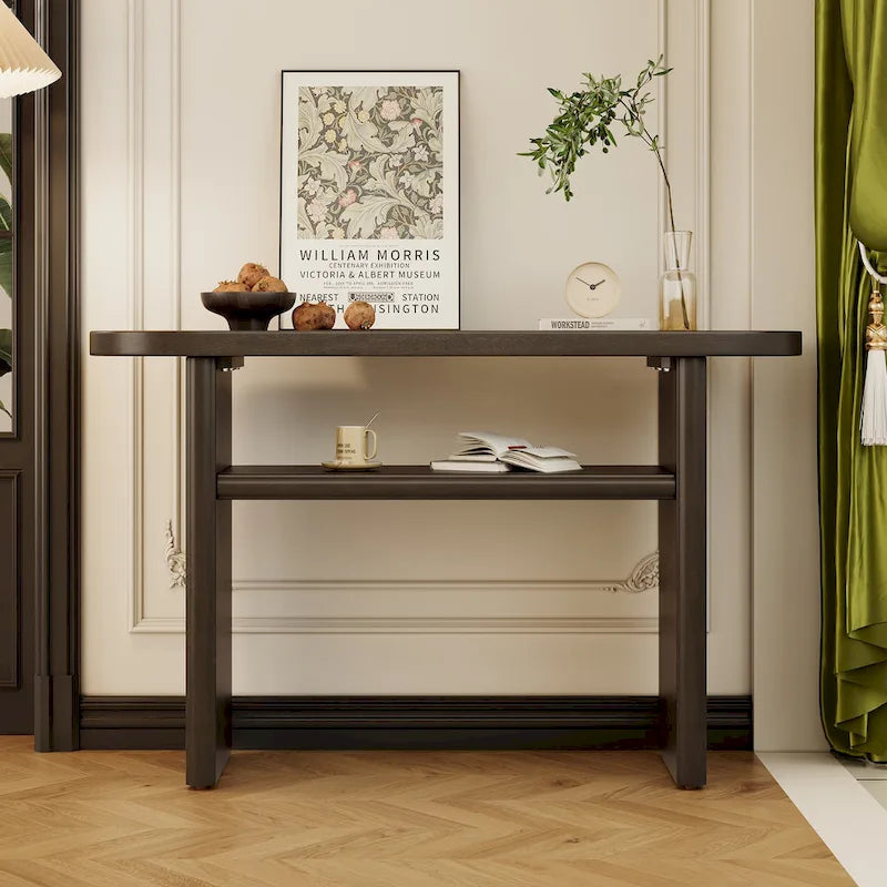 Consolle elegante e minimalista con bordi arrotondati e ripiano robusto per ingresso e soggiorno