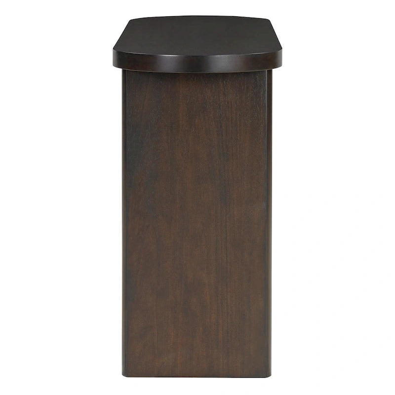 Consolle elegante e minimalista con bordi arrotondati e ripiano robusto per ingresso e soggiorno
