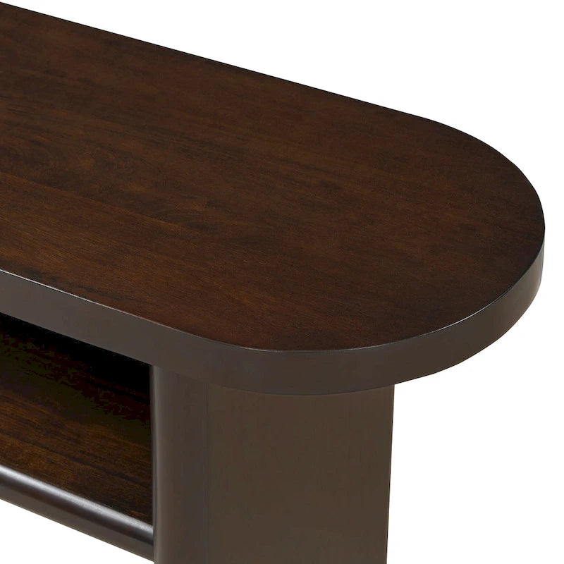 Consolle elegante e minimalista con bordi arrotondati e ripiano robusto per ingresso e soggiorno