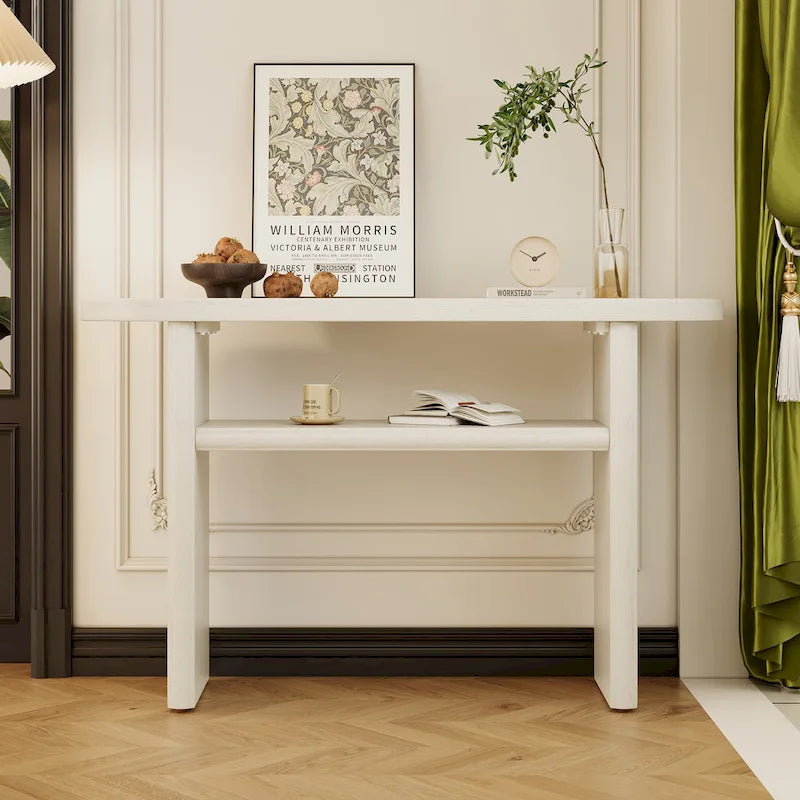 Consolle elegante e minimalista con bordi arrotondati e ripiano robusto per ingresso e soggiorno