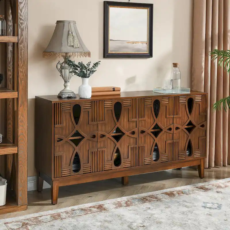 60.5 Modern Sideboard Buffet Cabinet with Storage, TV Media Console Table, Storage Cabinet with 4 Doors & Adjustable Shelves