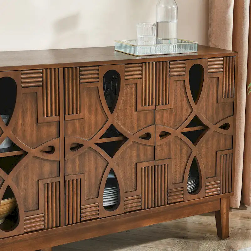 Credenza/Madia moderna da 60,5 pollici con contenitore, mobile TV/consolle multimediale, armadietto con 4 ante e ripiani regolabili