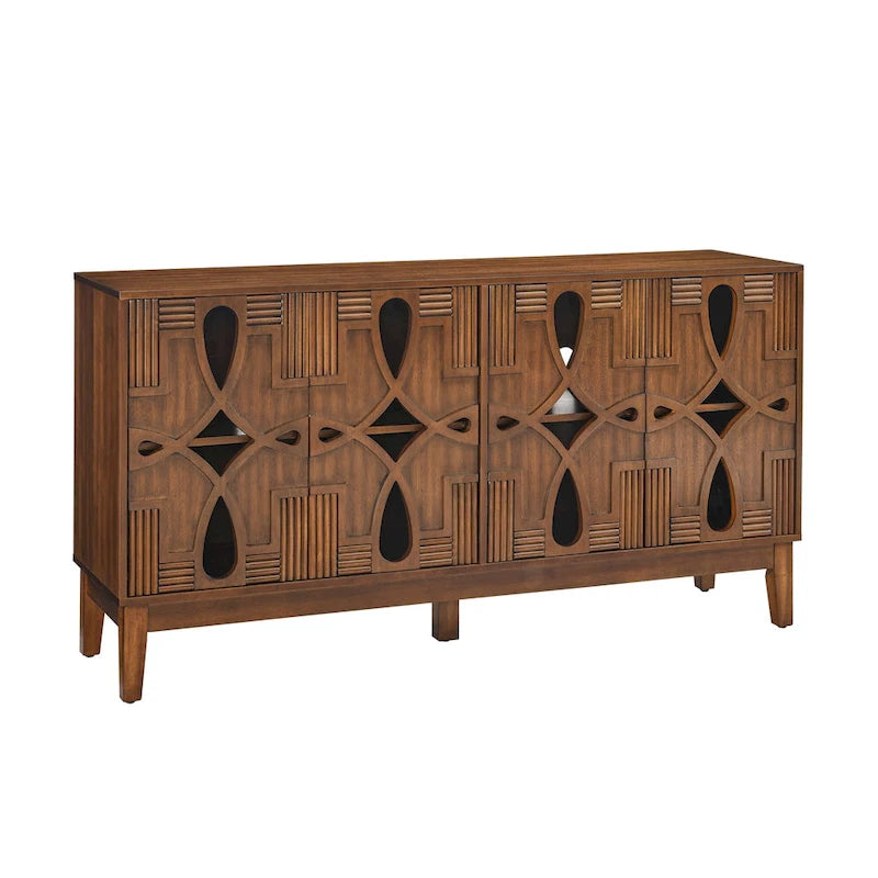Credenza/Madia moderna da 60,5 pollici con contenitore, mobile TV/consolle multimediale, armadietto con 4 ante e ripiani regolabili