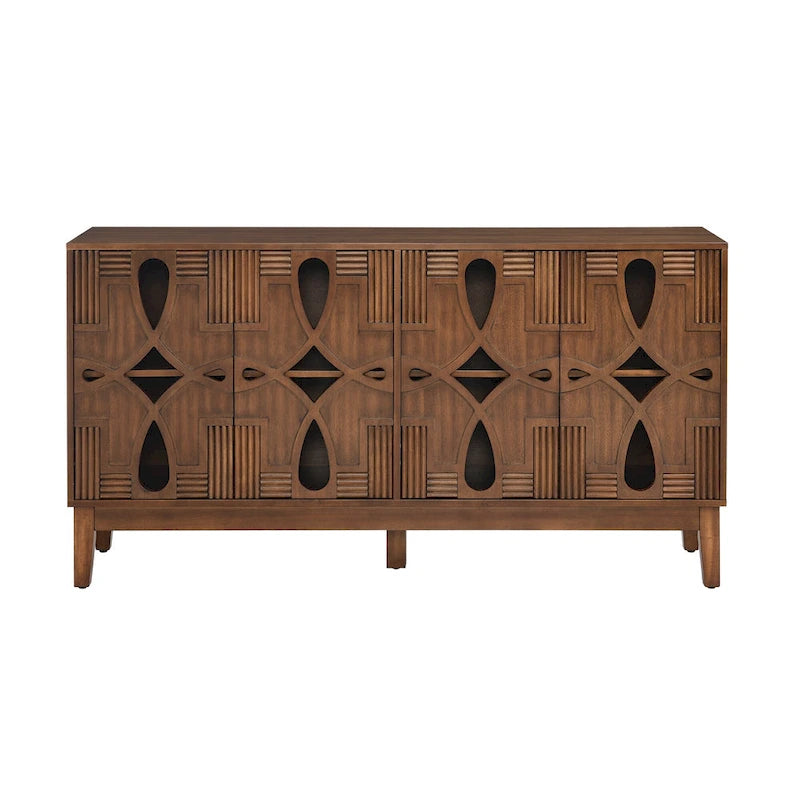 Credenza/Madia moderna da 60,5 pollici con contenitore, mobile TV/consolle multimediale, armadietto con 4 ante e ripiani regolabili