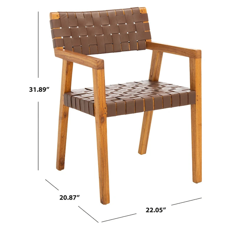 Sedia da pranzo SAFAVIEH Gerda in pelle intrecciata - 22,1 L x 20,9 P x 31,9 H - 22Lx21Px32H