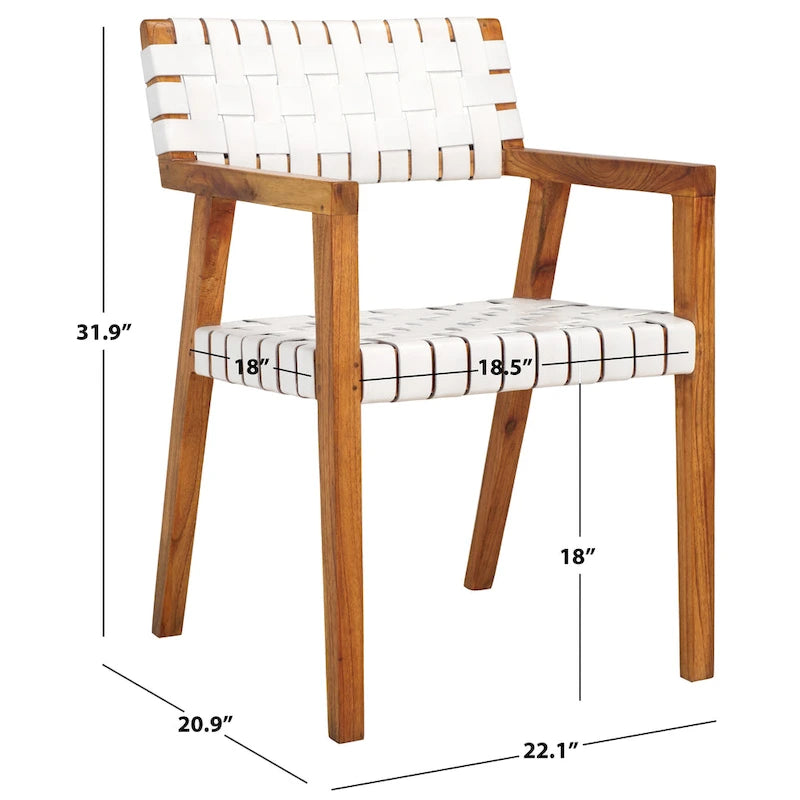 Sedia da pranzo SAFAVIEH Gerda in pelle intrecciata - 22,1 L x 20,9 P x 31,9 H - 22Lx21Px32H