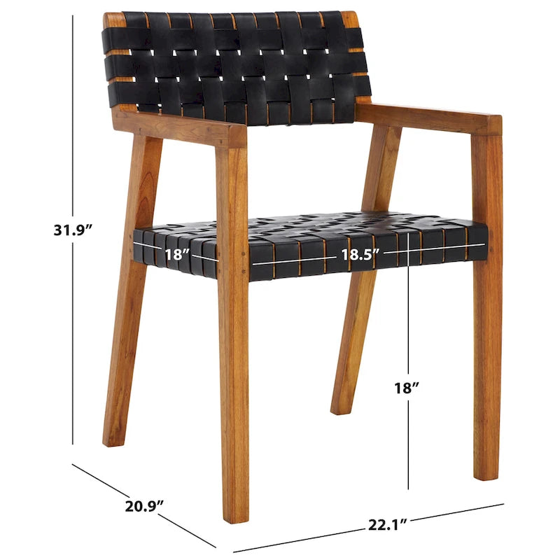 Sedia da pranzo SAFAVIEH Gerda in pelle intrecciata - 22,1 L x 20,9 P x 31,9 H - 22Lx21Px32H