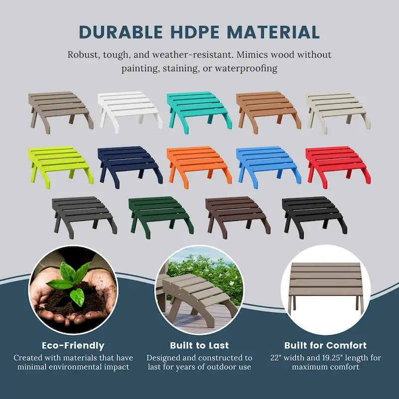 Polytrends Altura Pouf Pieghevole da Esterno Adirondack