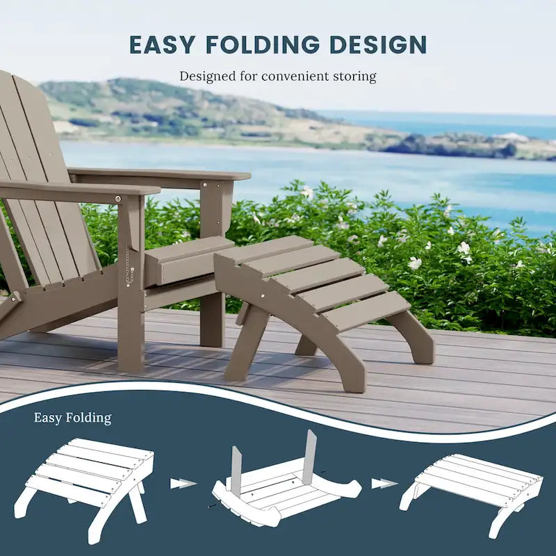 Polytrends Altura Pouf Pieghevole da Esterno Adirondack