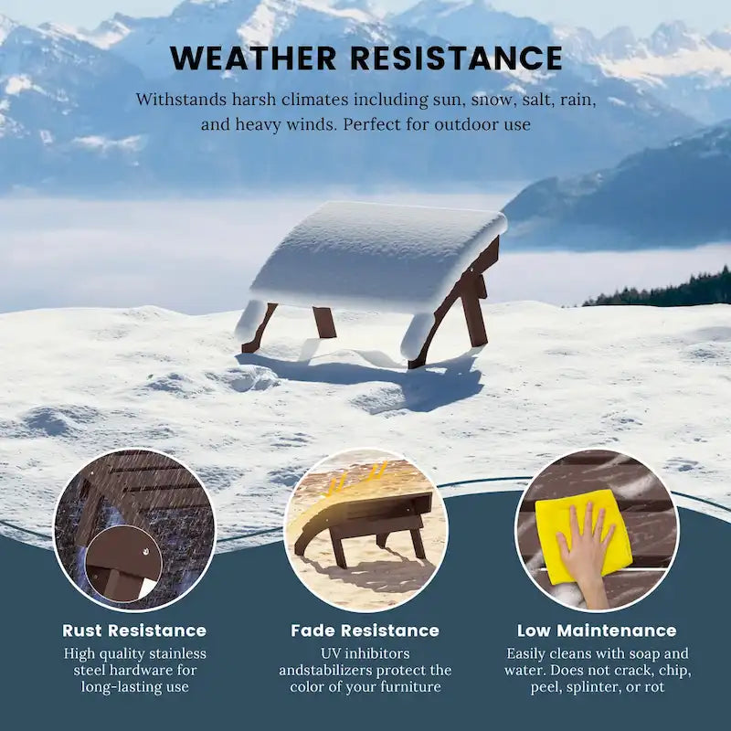 Polytrends Altura Pouf Pieghevole da Esterno Adirondack