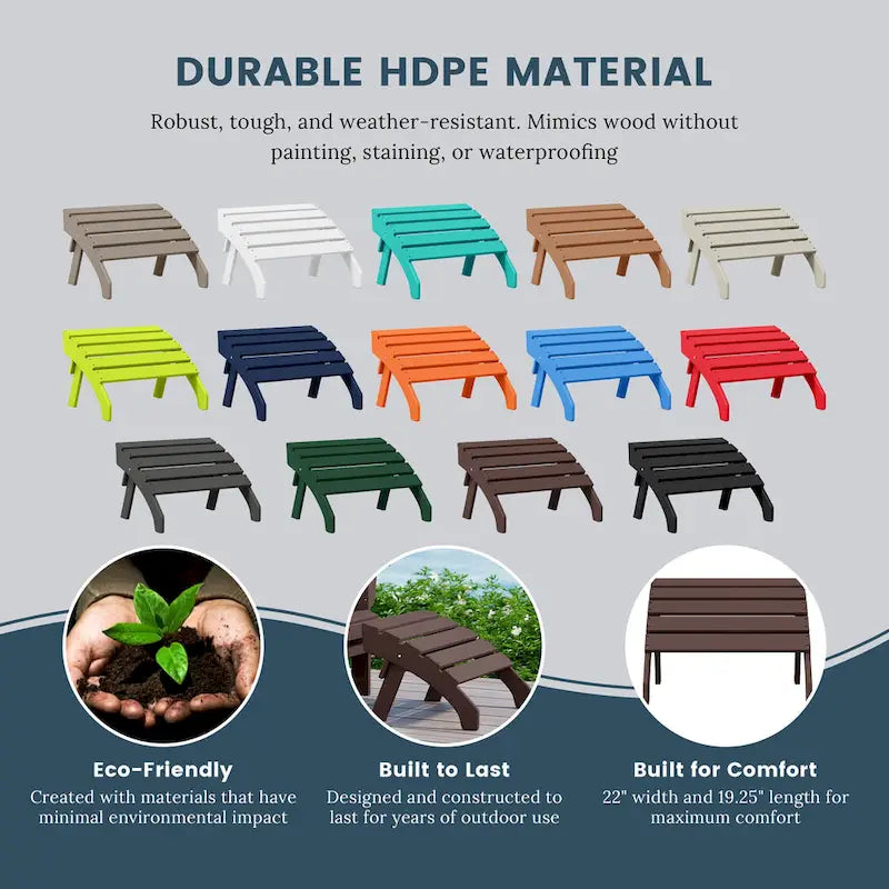 Polytrends Altura Pouf Pieghevole da Esterno Adirondack