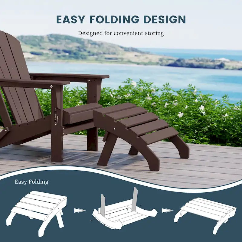 Polytrends Altura Pouf Pieghevole da Esterno Adirondack