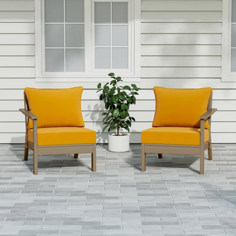 Polytrends Birchwood, Divanetto a Due Posti da Esterno in HDPE per Tutte le Stagioni, Effetto Legno Invecchiato (2 Pezzi)